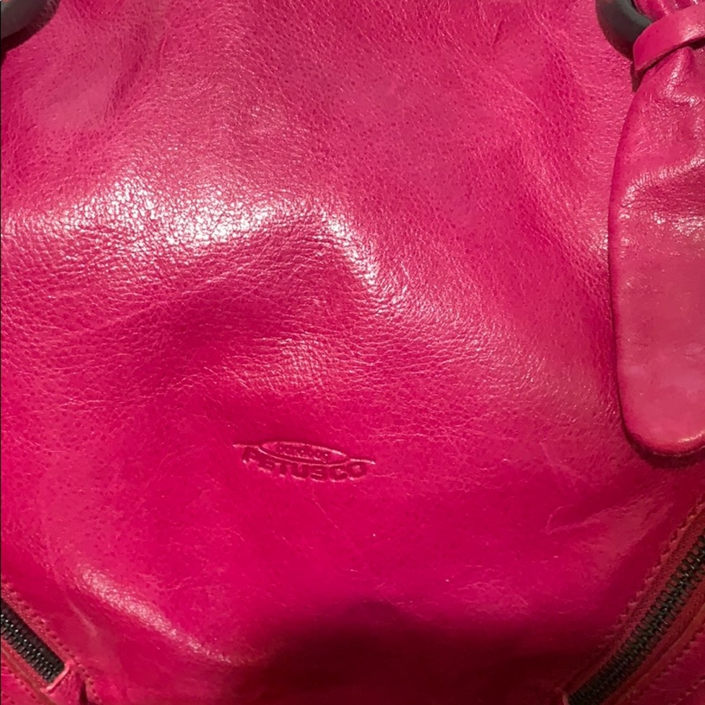 Fuchsia Leather Satchel Handbag - Women Bags Satchels - Picture 4 of 8